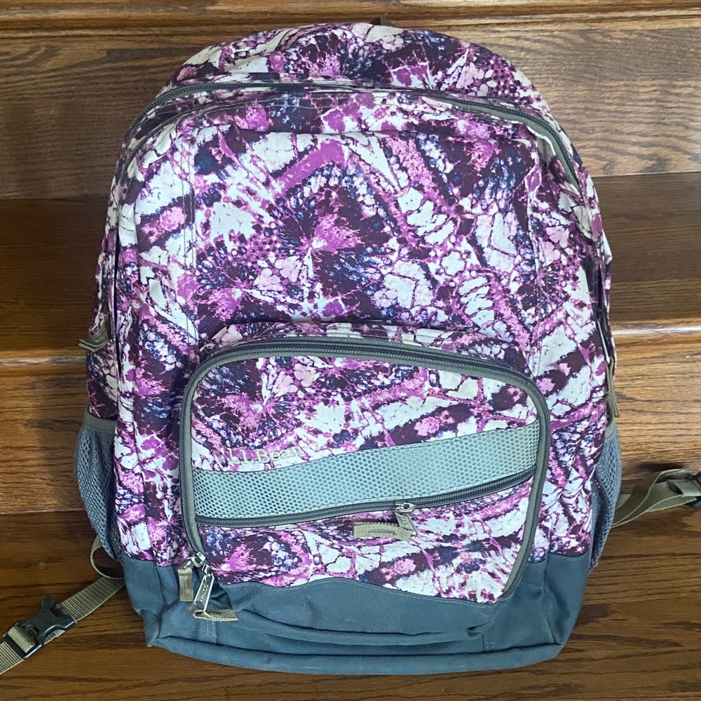 Purple and Gray LL Bean Patterned Backpack